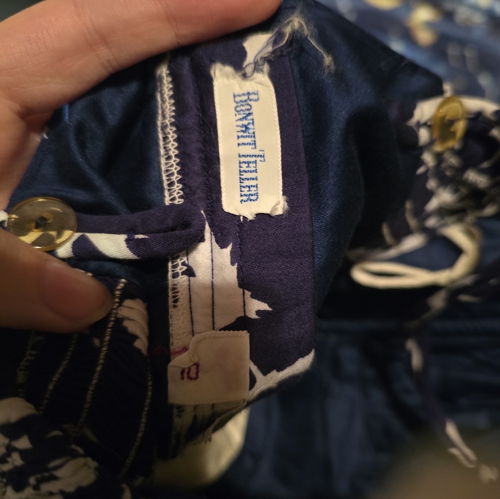 Bonwit Teller Vintage Blue & White Floral & Branch Pattern Playsuit, Size 10 - Picture 4 of 4